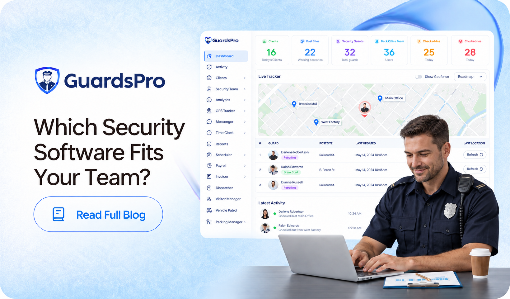 Guard Reviewing Security Dashboard